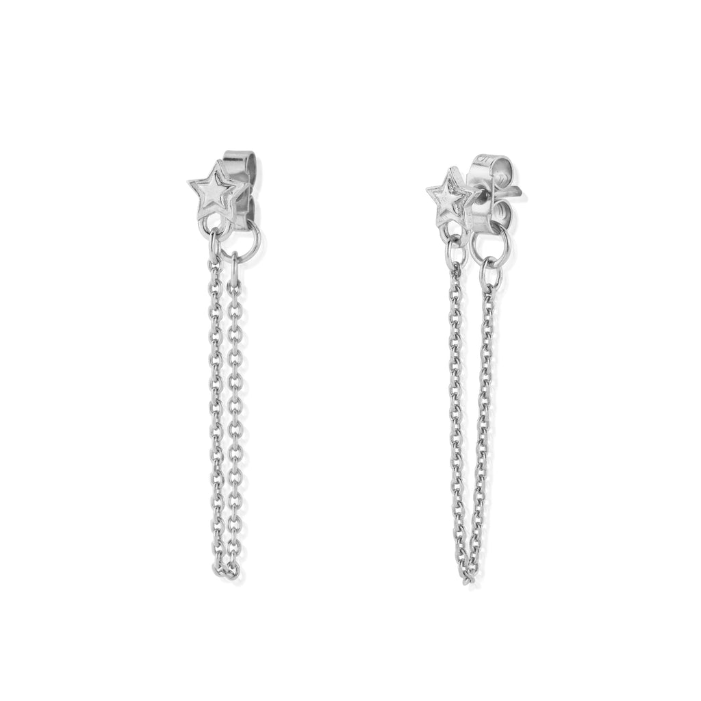 ChloBo Radiant Essence Chain Stud Earrings Silver