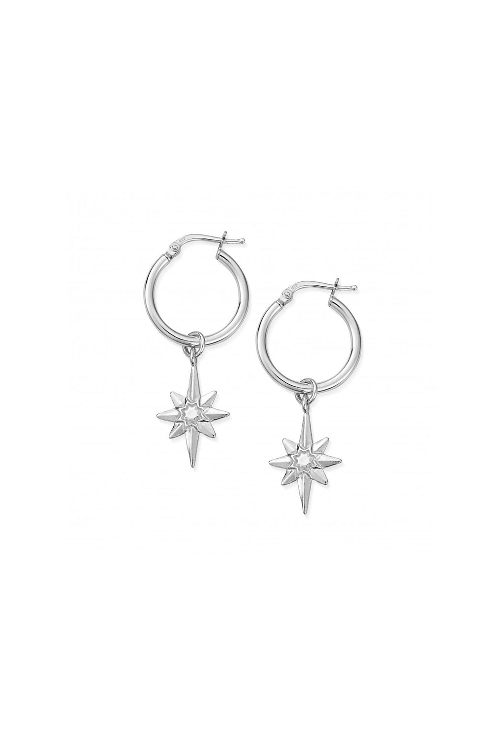 The ChloBo Lucky Star Hoop Earrings, a silver metal hoop from ChloBo, available at OD’s Jewellers in St Helens.