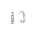 Sterling silver ChloBo Figaro huggie earrings. Chain-link design, adds a stylish and contemporary touch to any outfit.