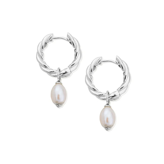 ChloBo Ocean Pearl Hoop Earrings Sterling Silver