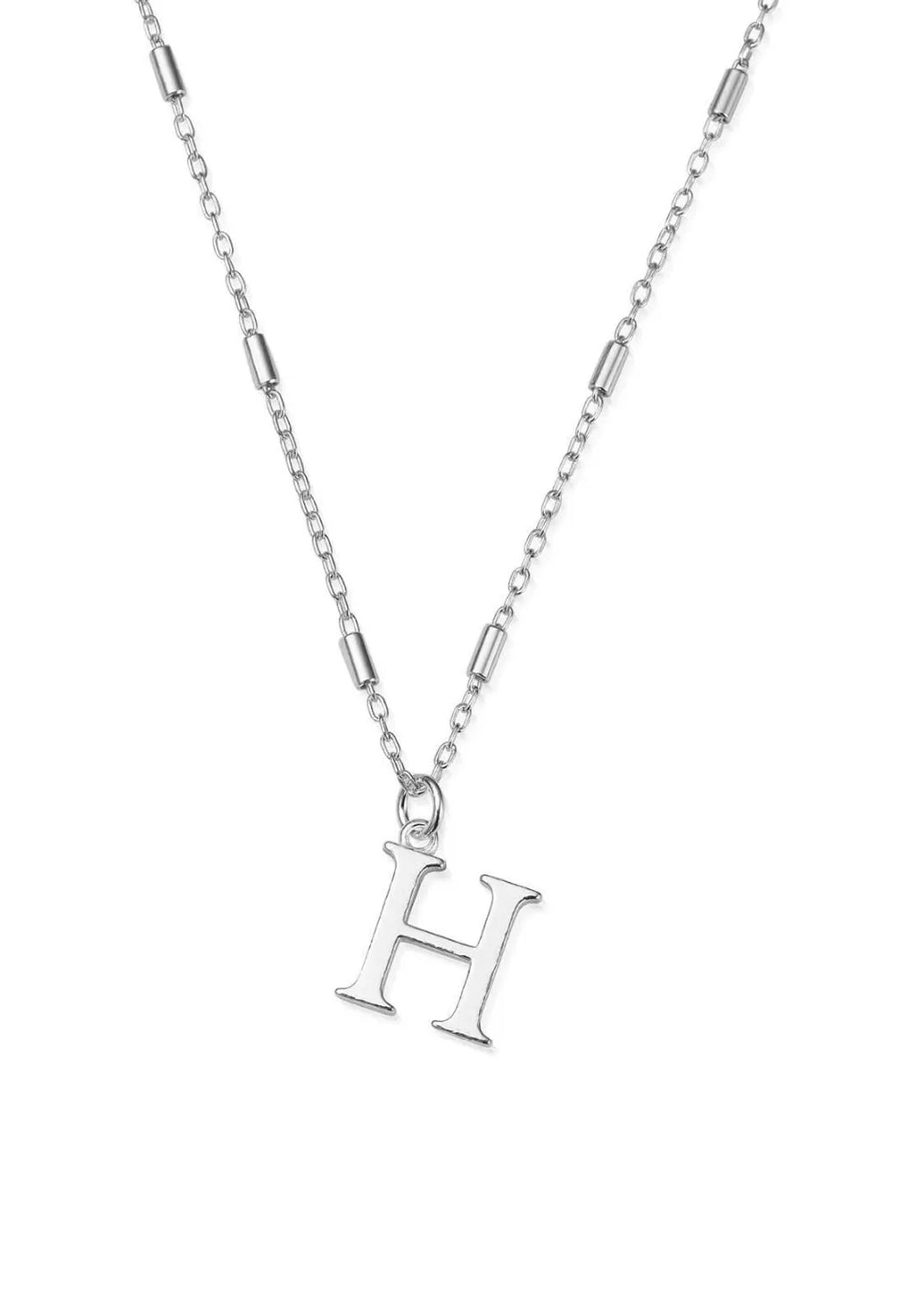 Silver initial H pendant necklace by ChloBo, showcasing delicate charm and stylish personalization.