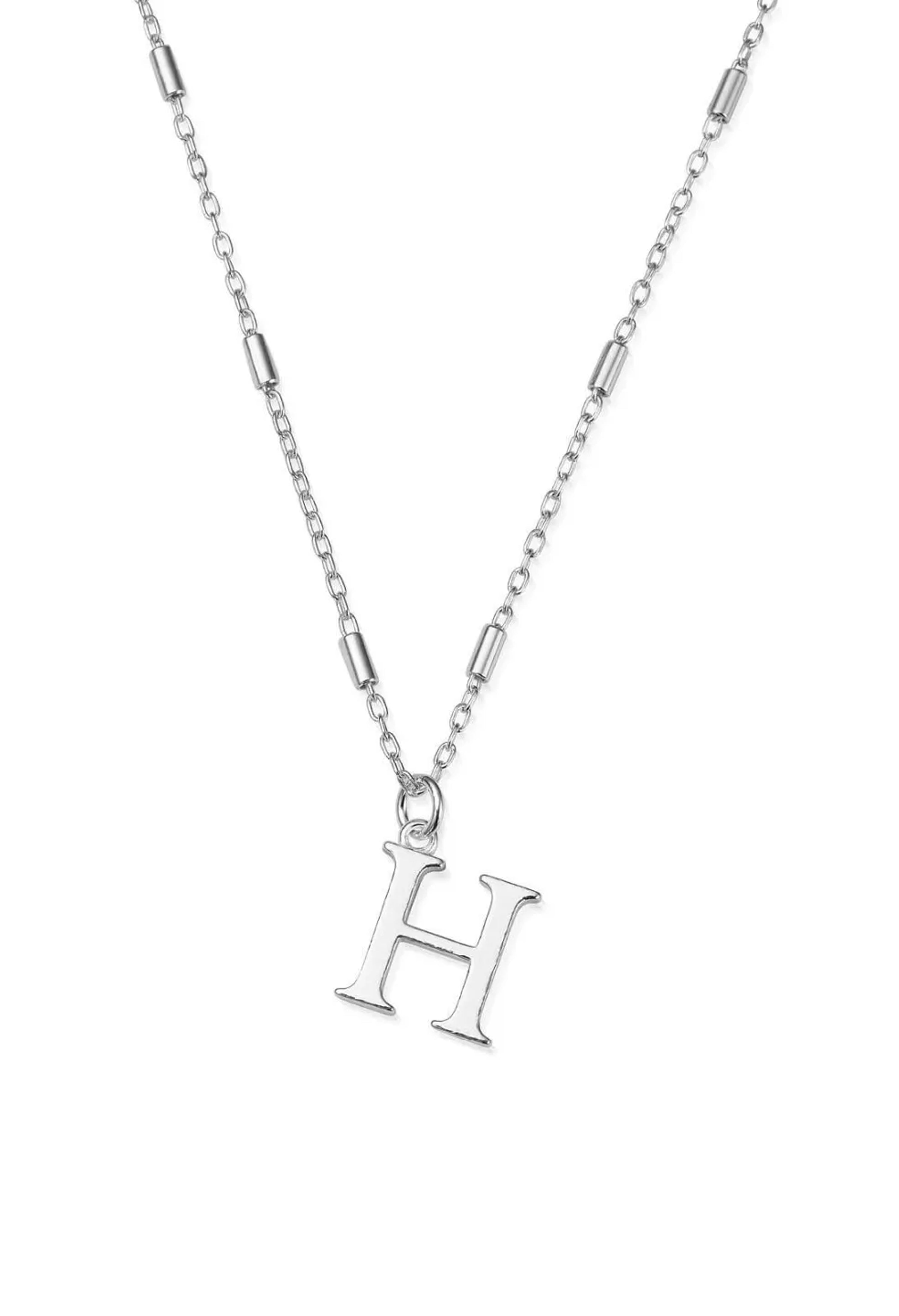 Silver initial H pendant necklace by ChloBo, showcasing delicate charm and stylish personalization.
