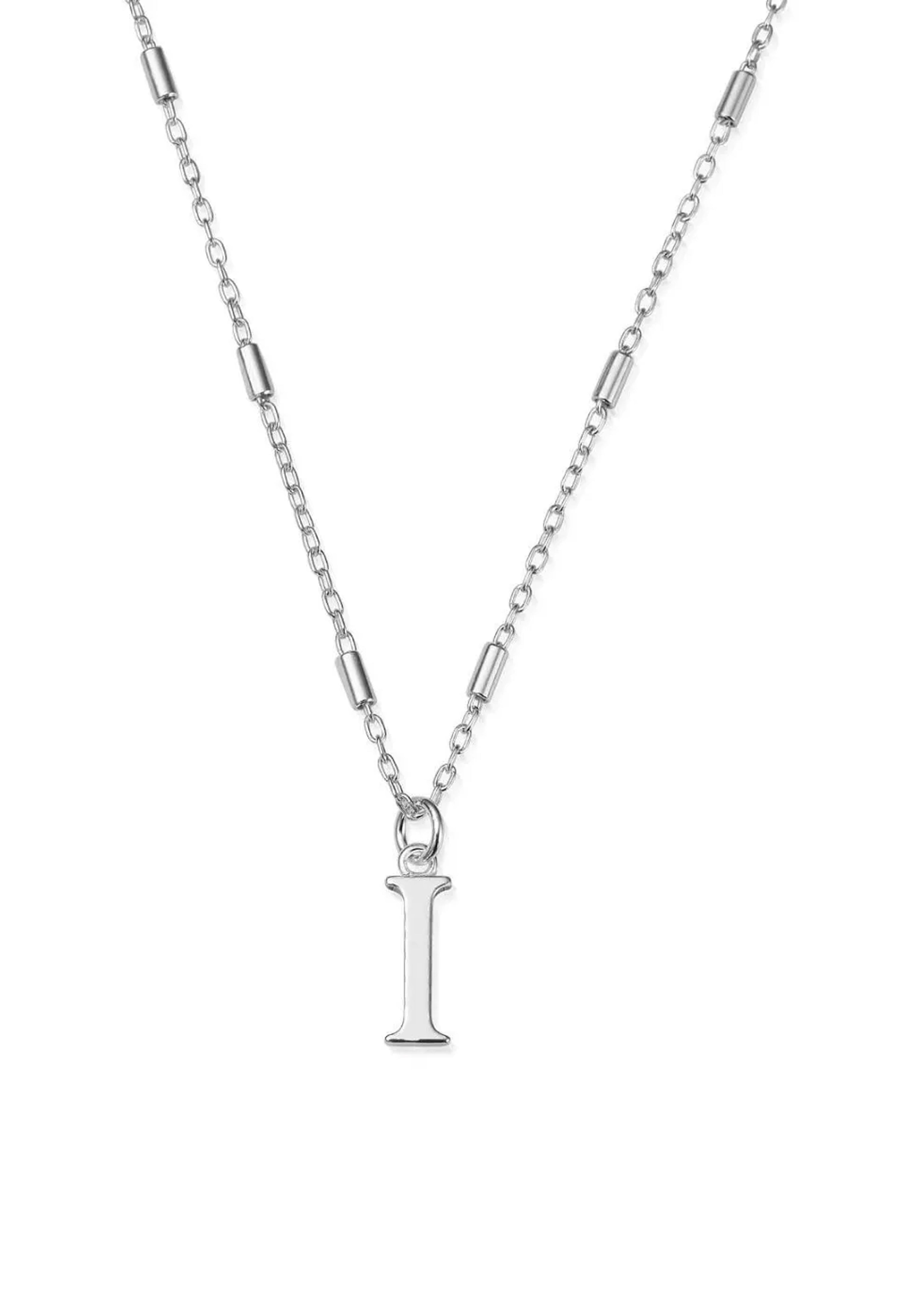 Sterling silver pendant necklace featuring the letter "I" initial, showcasing the ChloBo iconic design.