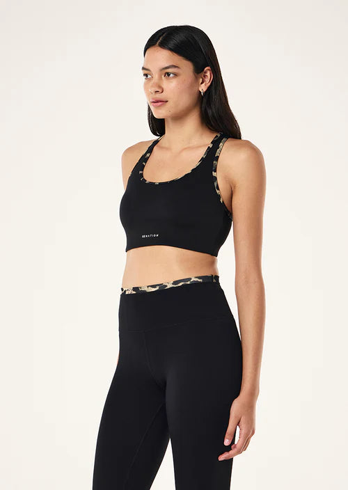Women's P.E Nation Stellar Sports Bra in Black Leopard Print — view 4