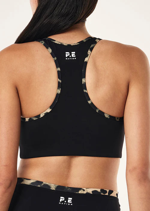 Women's P.E Nation Stellar Sports Bra in Black Leopard Print — view 2