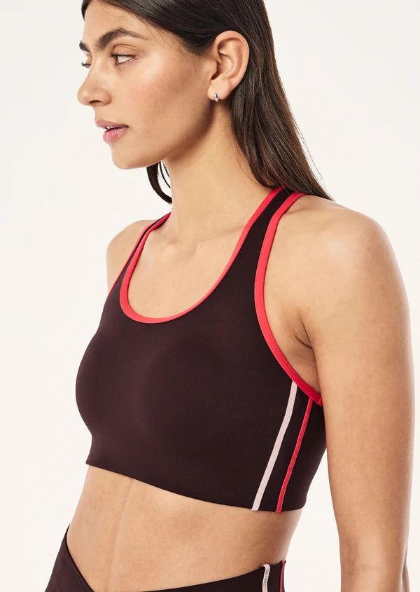 Women's P.E Nation Stellar Sports Bra in Dark Plum Strawberry