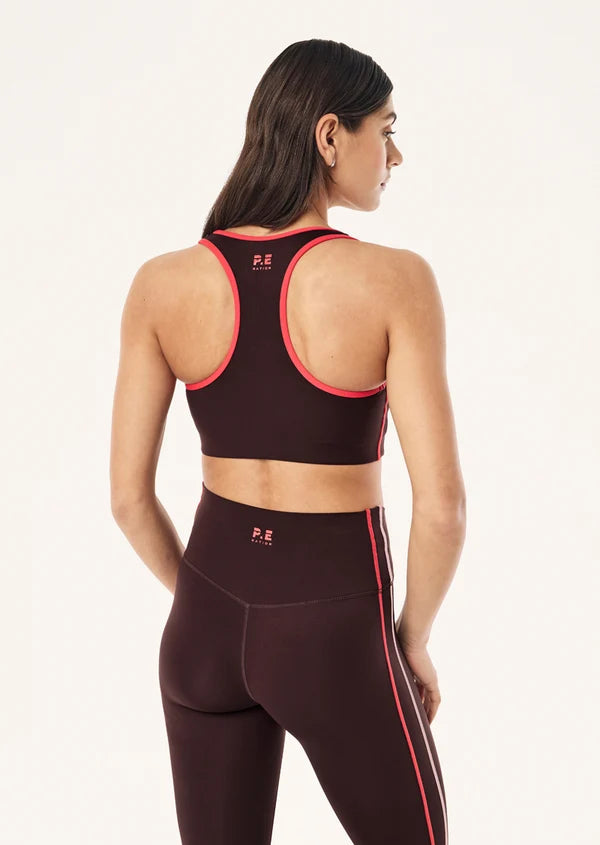 Women's P.E Nation Stellar Sports Bra in Dark Plum Strawberry