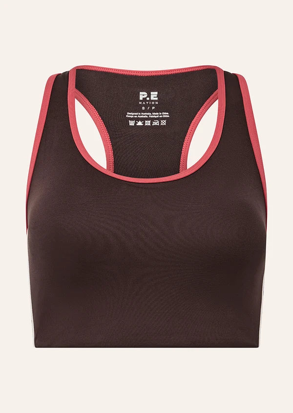 Women's P.E Nation Stellar Sports Bra in Dark Plum Strawberry