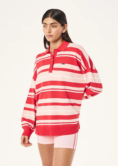 Women's P.E Nation Strata Rugby Knit In Strawberry Stripe — view 3