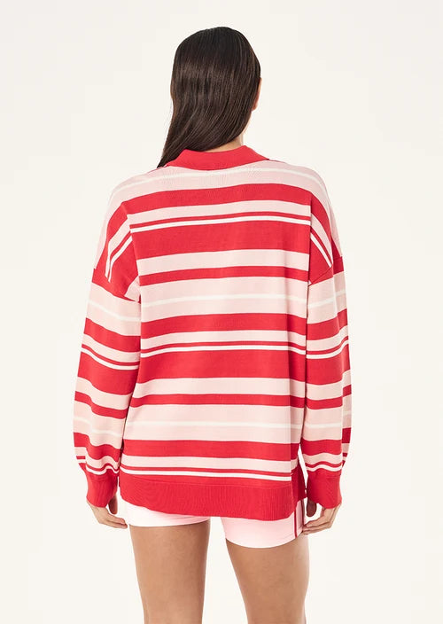 Women's P.E Nation Strata Rugby Knit In Strawberry Stripe — view 4