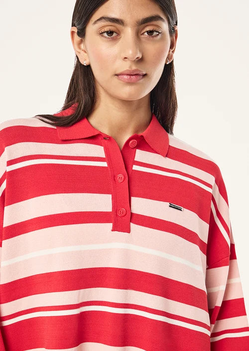 Women's P.E Nation Strata Rugby Knit In Strawberry Stripe — view 2