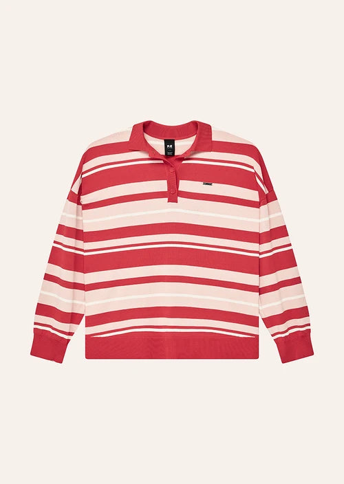 Women's P.E Nation Strata Rugby Knit In Strawberry Stripe — view 8