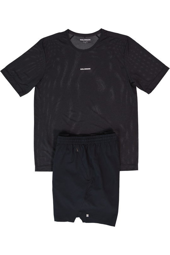 Men's Salomon Deep Black Shkout Core SS T Shirt & Salomon Deep Black SHKout Core 7" Shorts Set