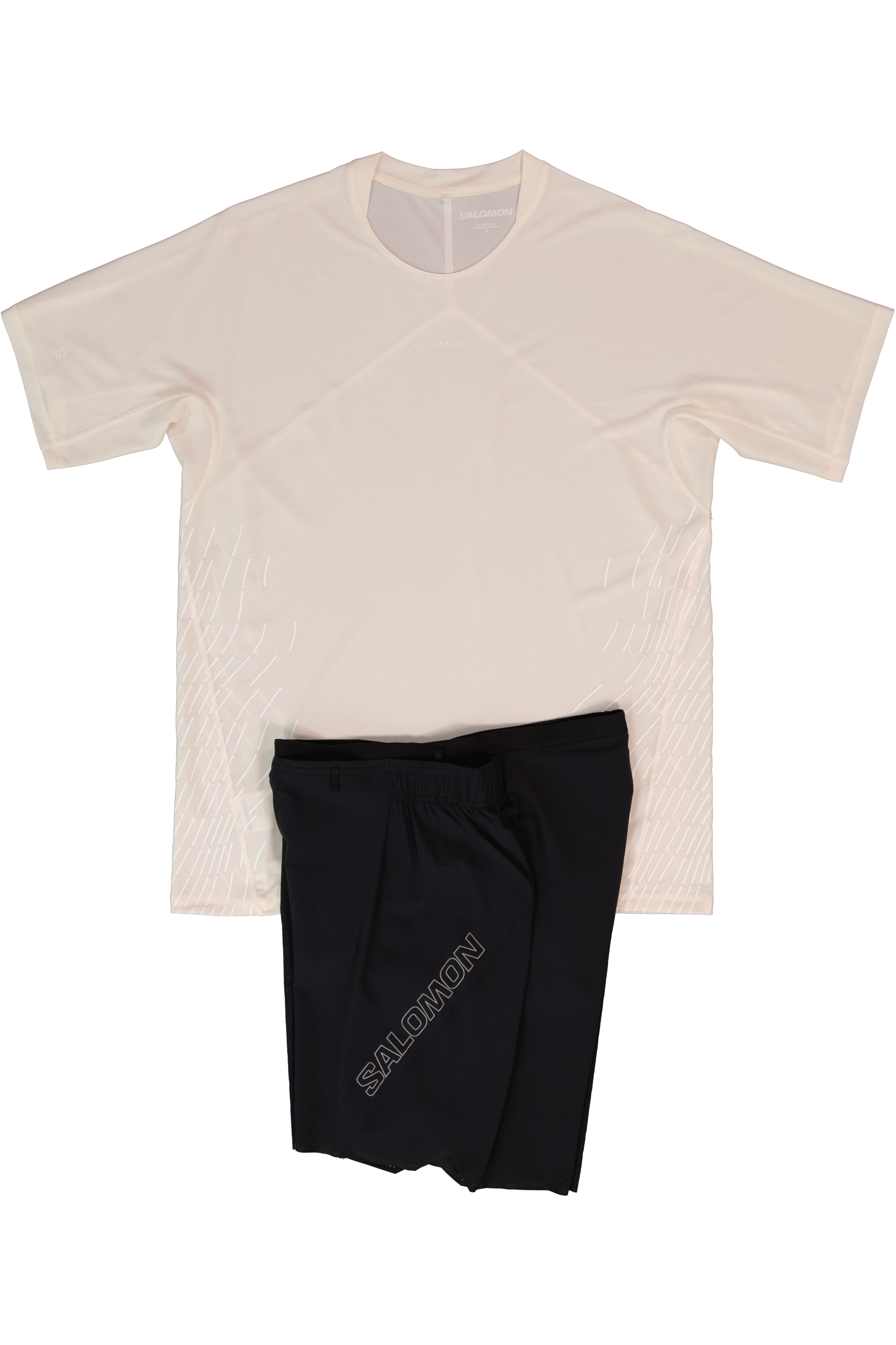 Men's Salomon Whisper White Sense Aero SS GFX T Shirt & Black Sense Aero 7'' Shorts Set