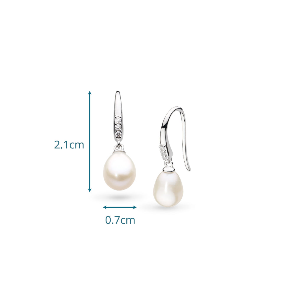The Kit Heath Revival Pearl Glitz CZ Drop Earring, a white silver earrings from Kit Heath, available at OD’s Jewellers in St Helens