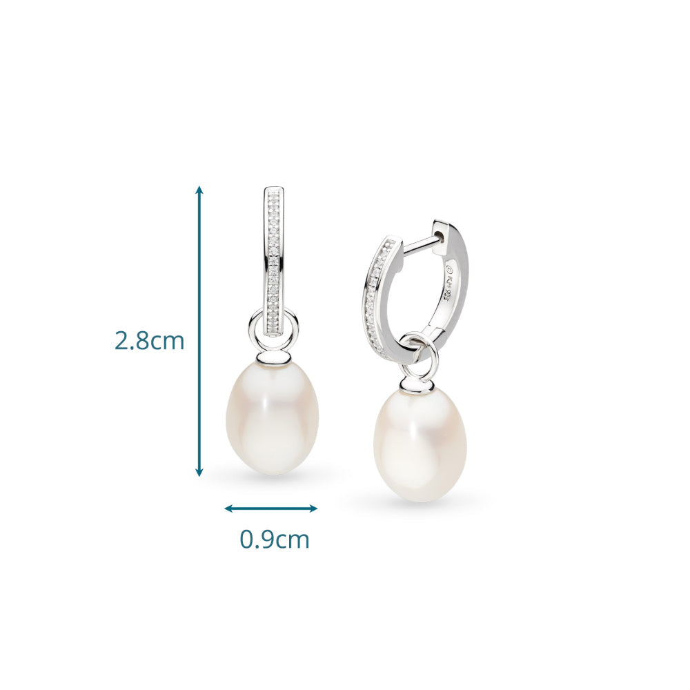 Kit Heath Silver Revival Classic Pearl Glitz CZ Hoop Drop Earrings 50429FPC — view 5