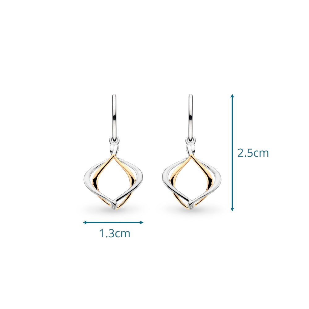 The Alicia Golden Petite Drop Earrings, two-tone gold and silver plated, Kit Heath, available at OD’s Jewellers in St Helens