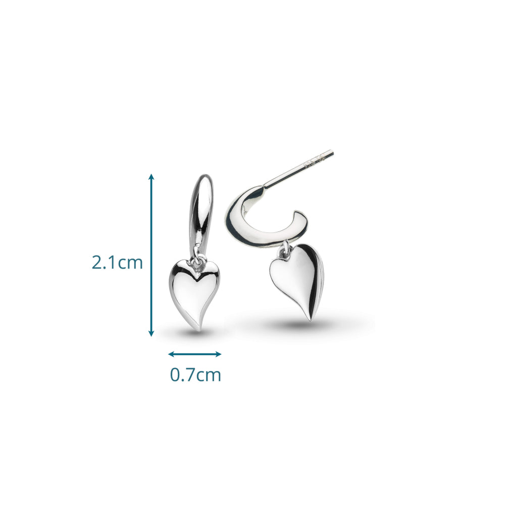 Kit Heath Silver Desire Kiss Mini Heart Semi Hoop Stud Drop Earrings 60BKRP — view 5