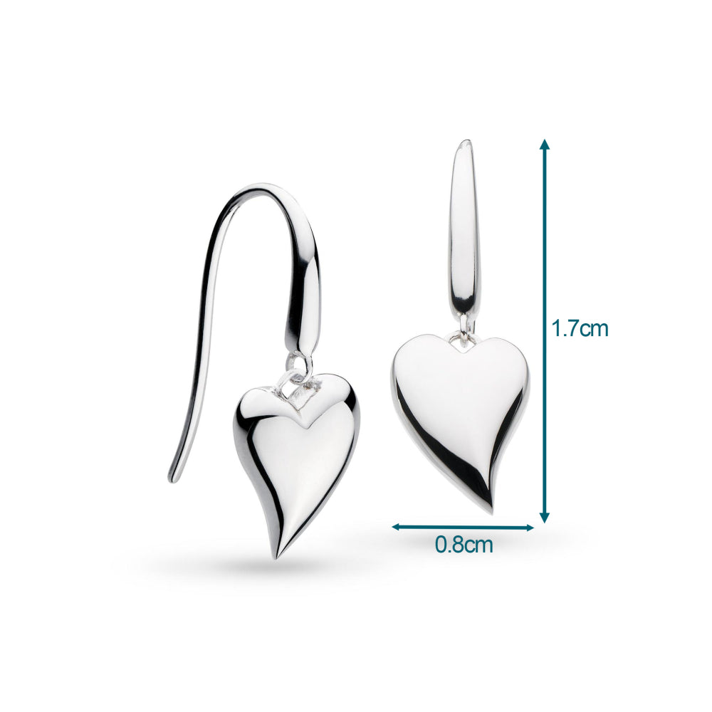 The Kit Heath Desire Cherish Drop Heart Stud Earrings, silver heart earrings from Kit Heath, at OD’s Jewellers in St Helens.