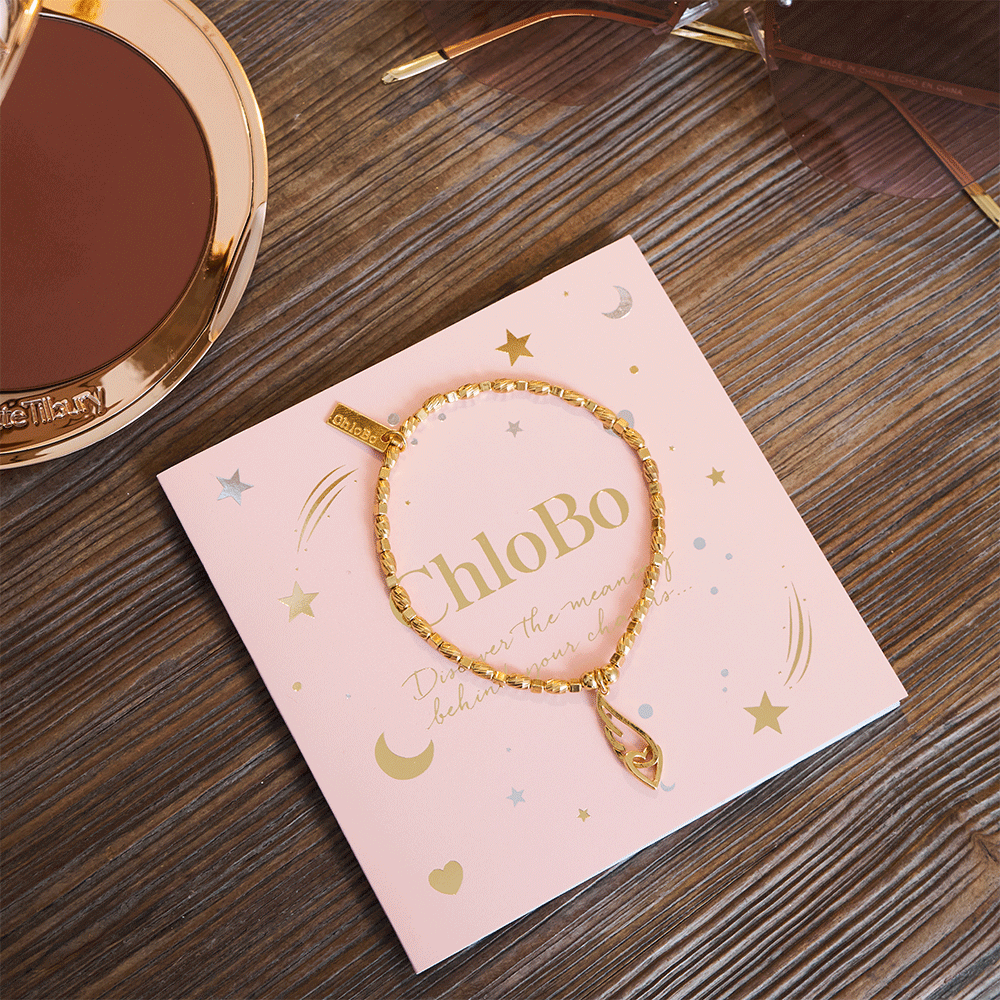 ChloBo Soul Glow Interlocking Heart and Angel Wing Bracelet Silver Gold Plated