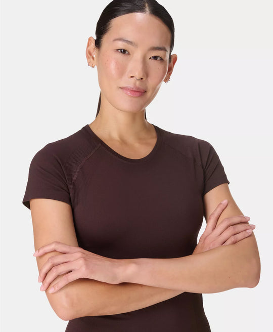 Women's Sweaty Betty Athlete Seamless Workout T-Shirt - Sable Brown