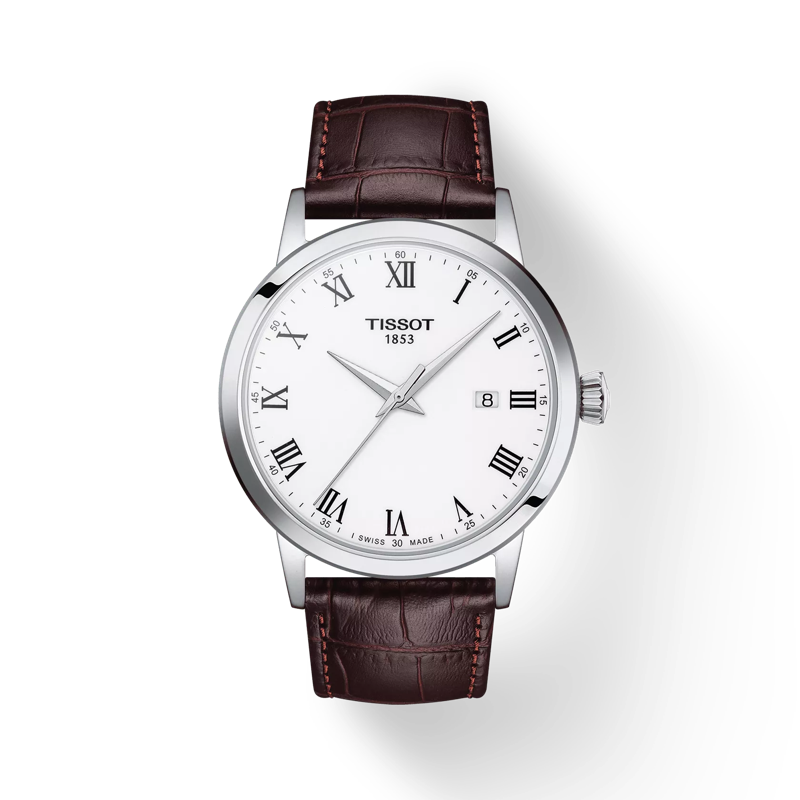 Mens Tissot Classic Dream White Roman Numeral Dial Strap Watch Stainless Steel by Tissot