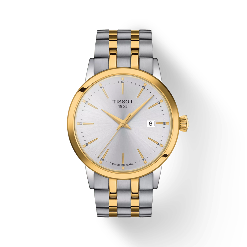 Mens Tissot Classic Dream Silver Baton Dial Bracelet Watch Stainless Steel/Gold Plated by Tissot