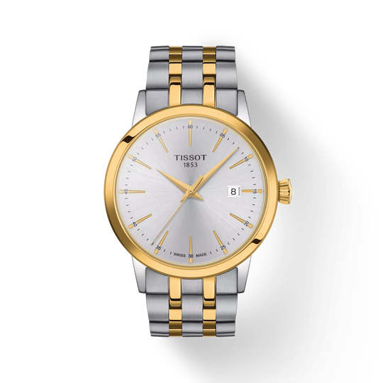 Tissot Mens Classic Dream Silver Baton Dial  Bracelet Watch T1294102203100
