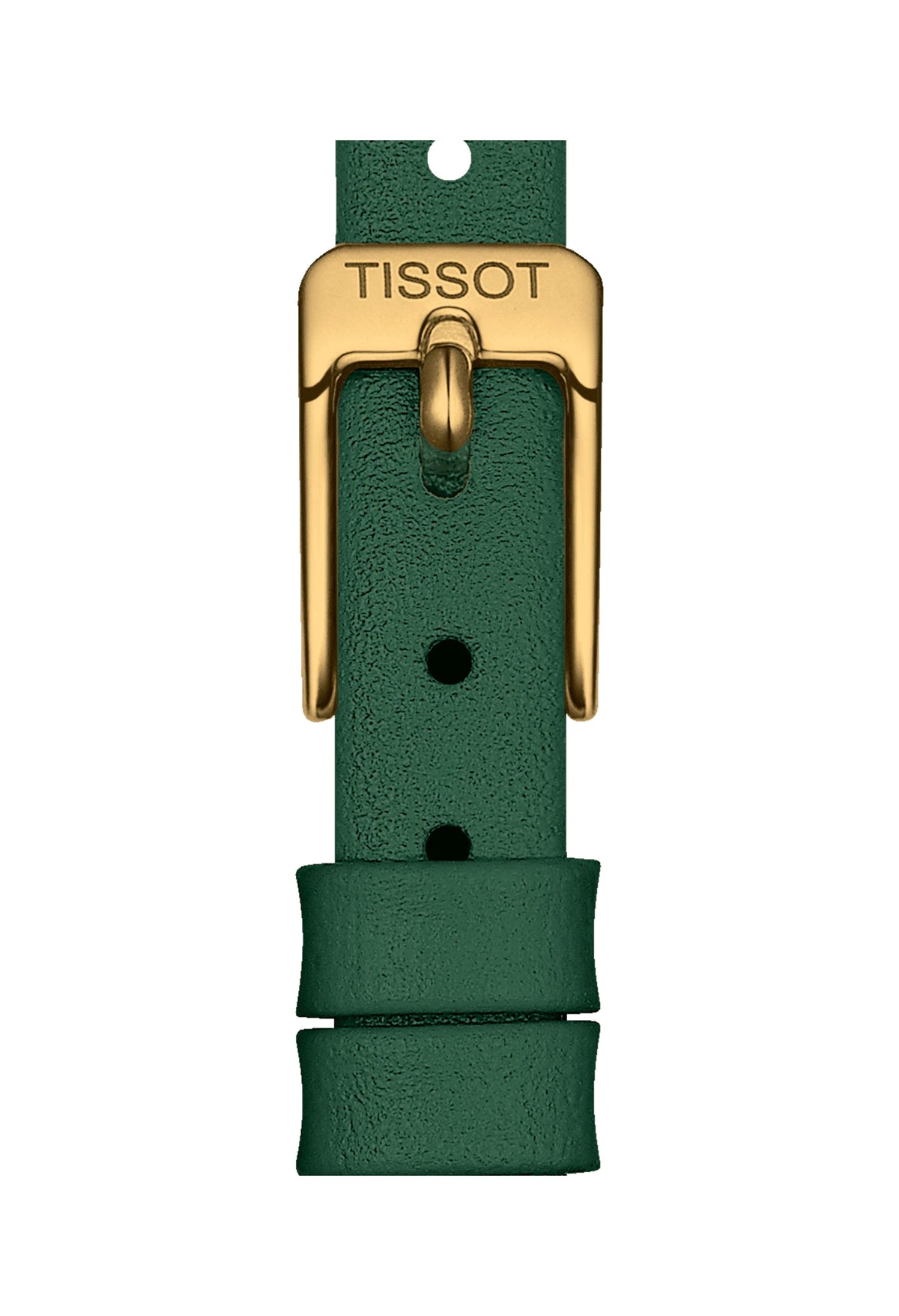 The Ladies Lovely Round Green Strap Watch, a green gold-plated watch from Tissot, available at OD’s Jewellers in St Helens.