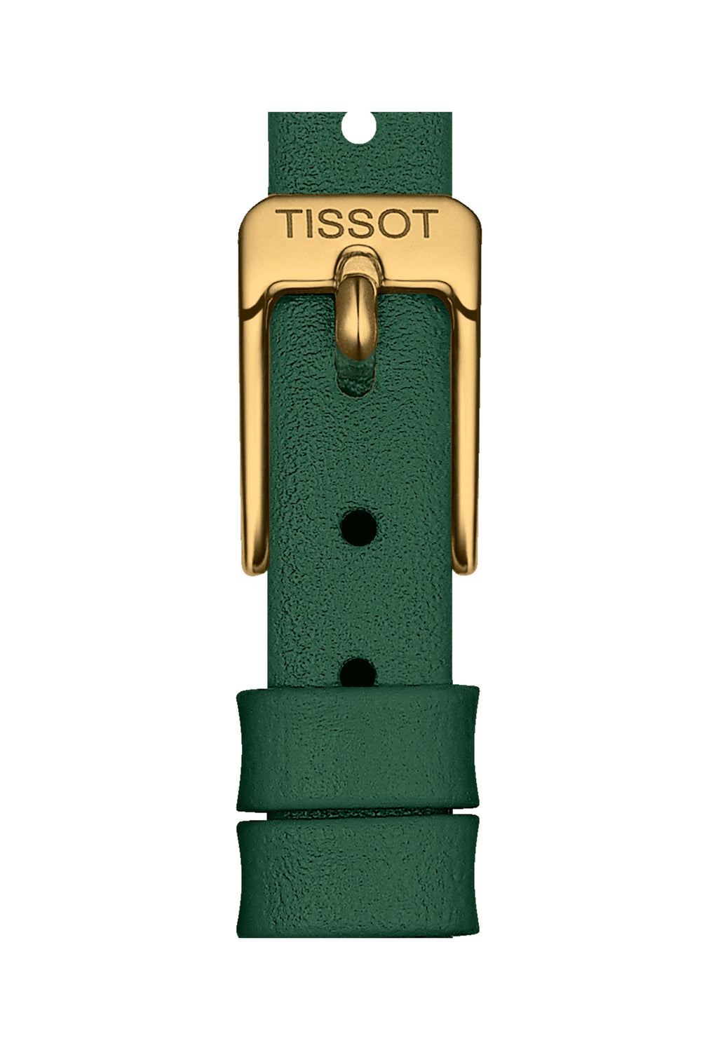 The Ladies Lovely Round Green Strap Watch, a green gold-plated watch from Tissot, available at OD’s Jewellers in St Helens.