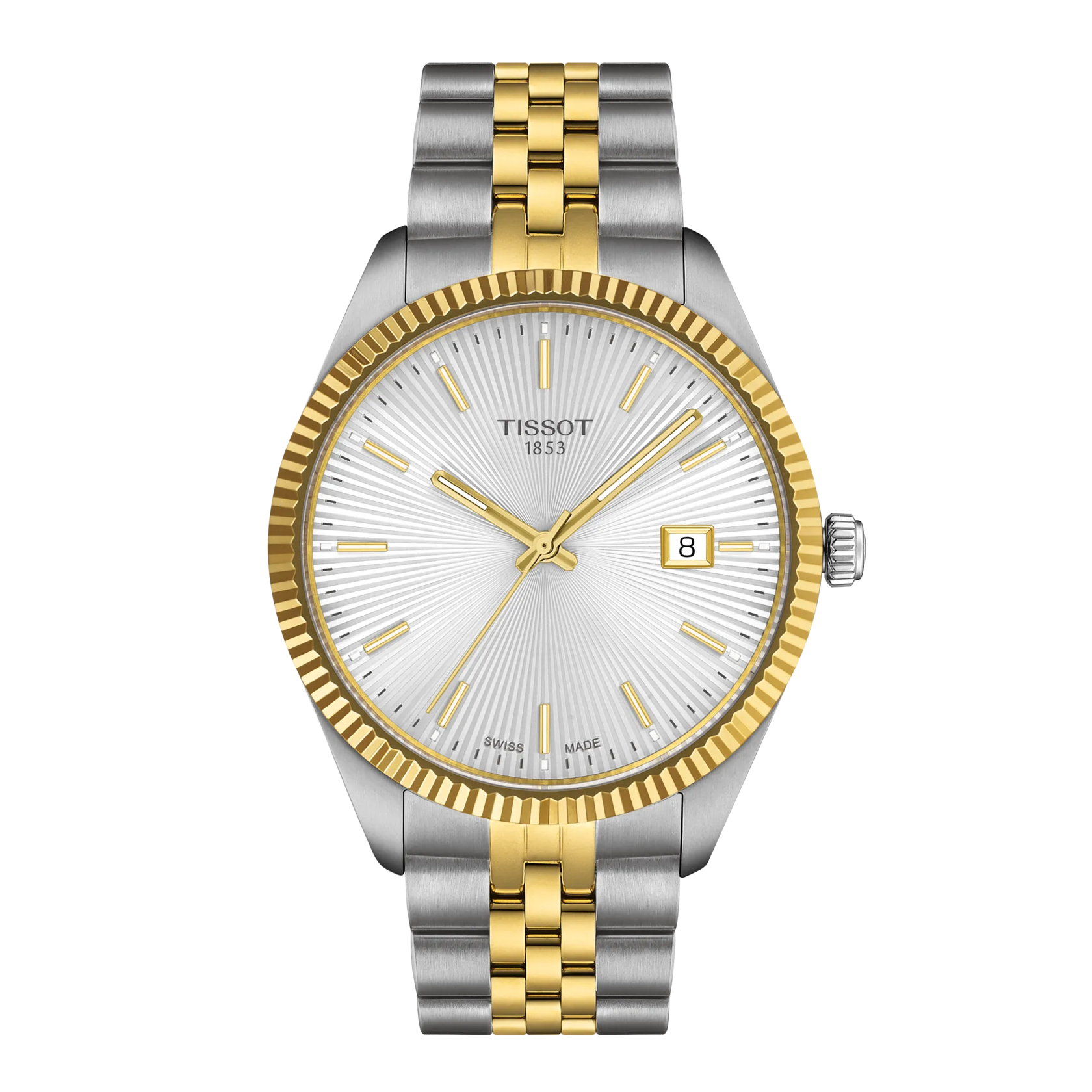 Mens Tissot 40mm Ballade Silver Baton Dial Bracelet Watch Stainless Steel/ Gold Plated by Tissot