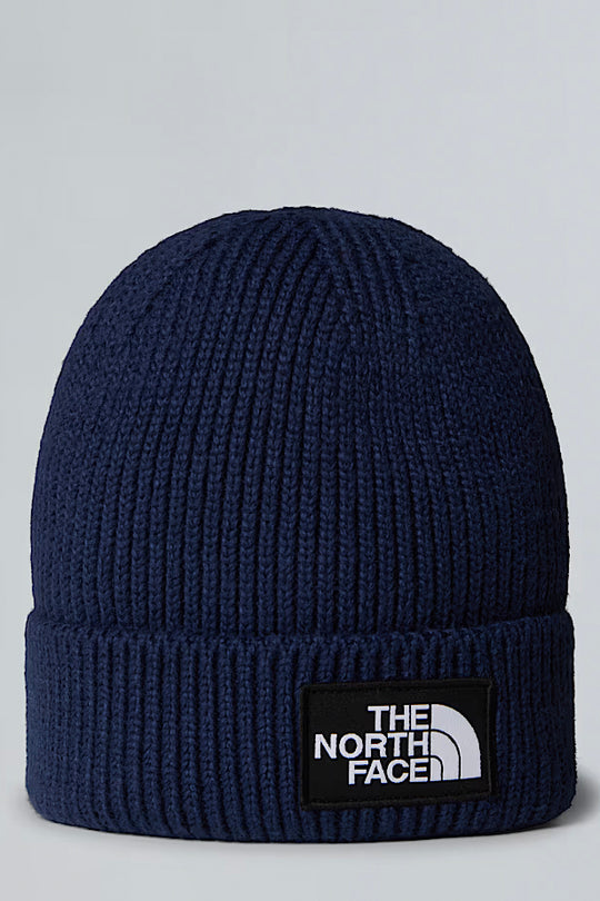 Mens The North Face Logo Box Cuffed Beanie Summit Navy Hat