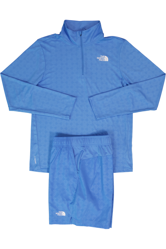 Mens The North Fcae 24/7 PT EMB Marina Blue 1/4 Zip Top & Short Set