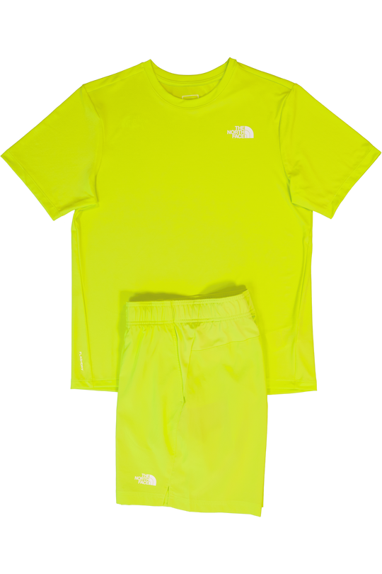 Mens The North Face 24/7 S/S Fizz Lime T Shirt & Short Set