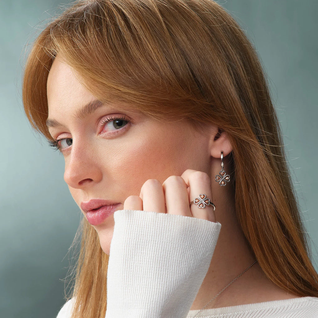 Clogau Tree Of Life Heart Drop Hoop-Earrings in Sterling Silver by Clogau