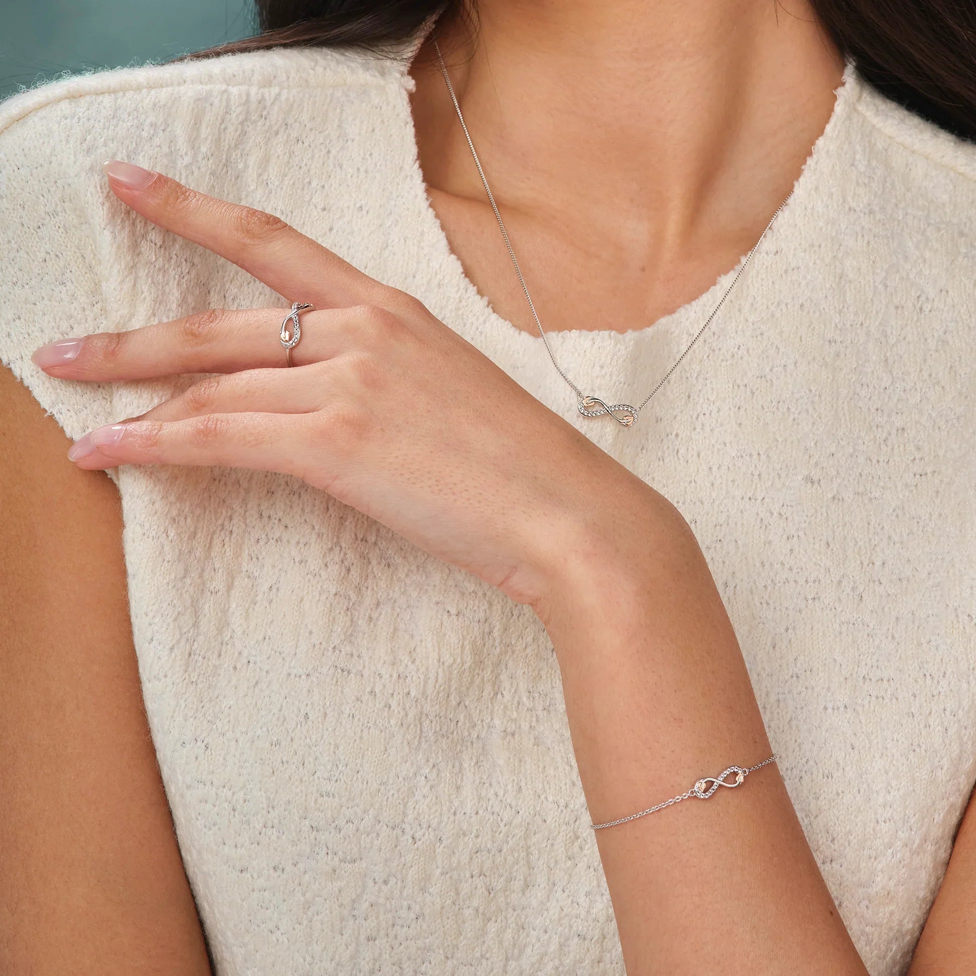 Clogau Infinity Ring With White Topaz in Sterling Silver by Clogau