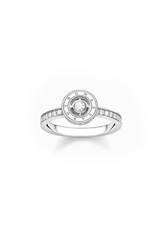 Thomas Sabo Cubic Zirconia and Circle Logo Ring in Silver