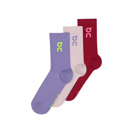 Unisex On Running Logo High 3-Pack Socks In Orchid I Comet