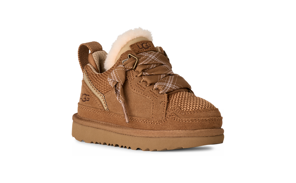 Brown UGG  sneaker with shearling lining on a white background