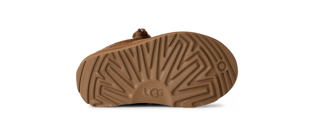 Brown UGG sandal sole on a white background
