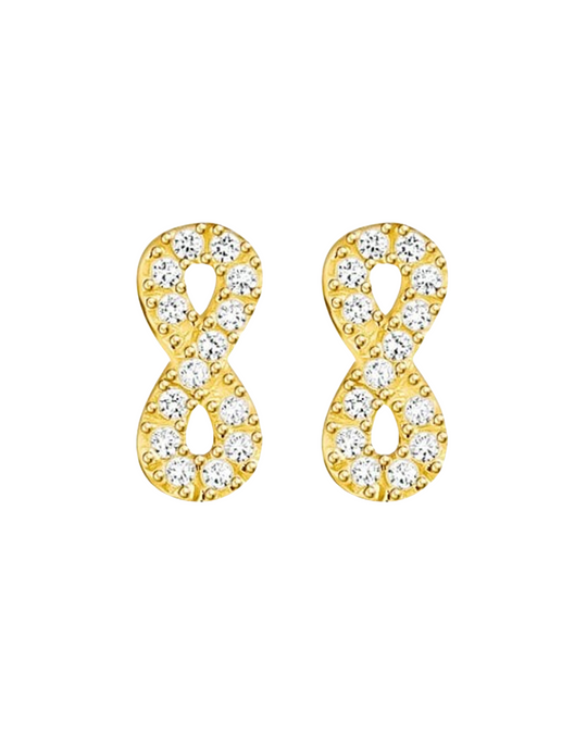 Thomas Sabo Pair of Cubic Zirconia Infinity Stud Earrings in Silver Gold Plated