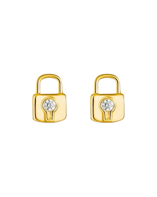 Thomas Sabo Pair Cubic Zirconia Padlock Stud Earrings Sterling Silver Gold Plated *