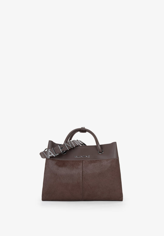 Women's Valentino Alexia Winter Shopping Bag In Dark Brown