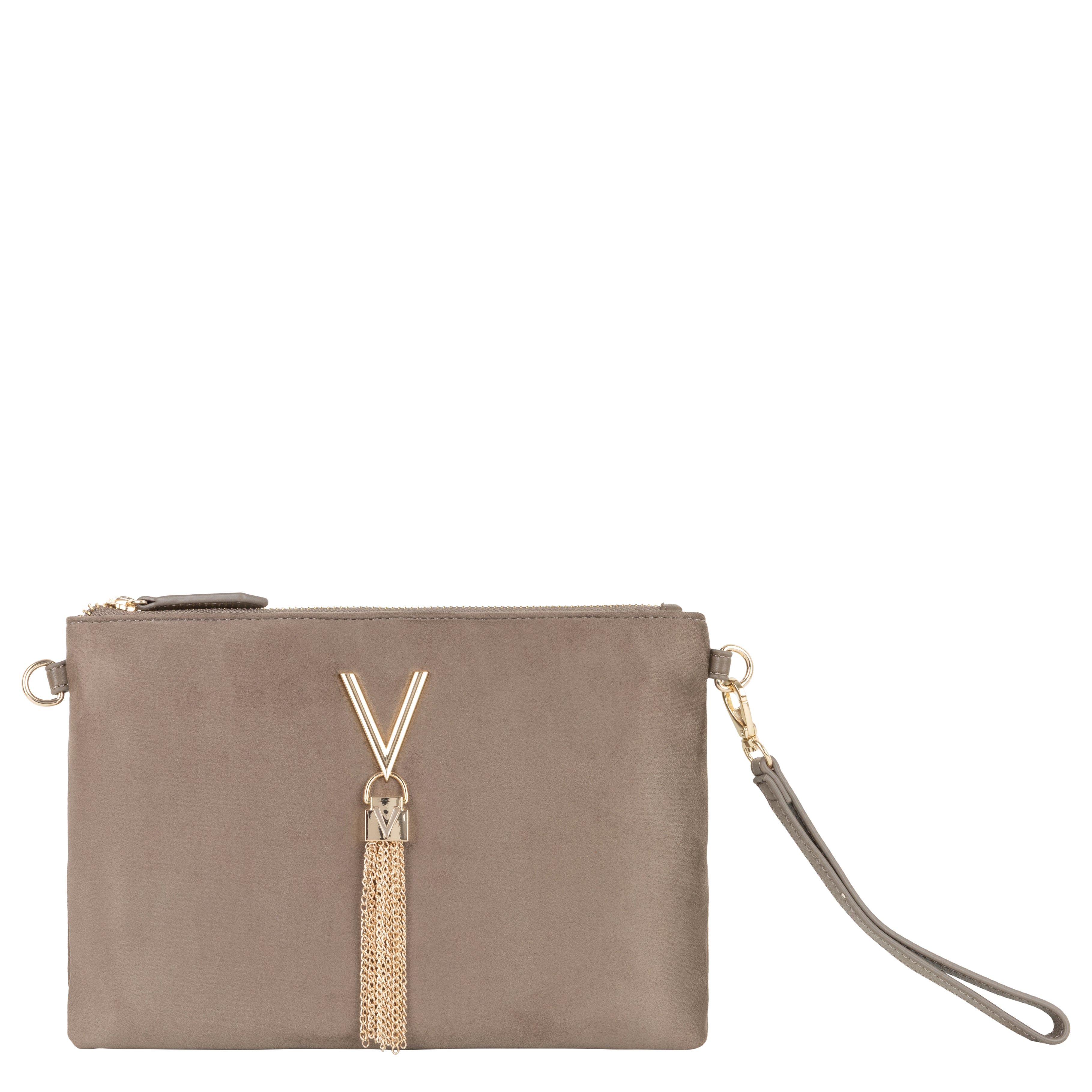 Women's Valentino Divina Winter Pochette Faux Suede Bag In Taupe