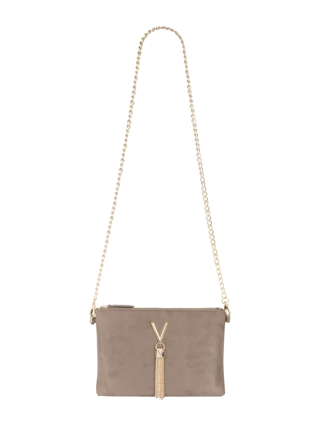 Women's Valentino Divina Winter Pochette Faux Suede Bag In Taupe