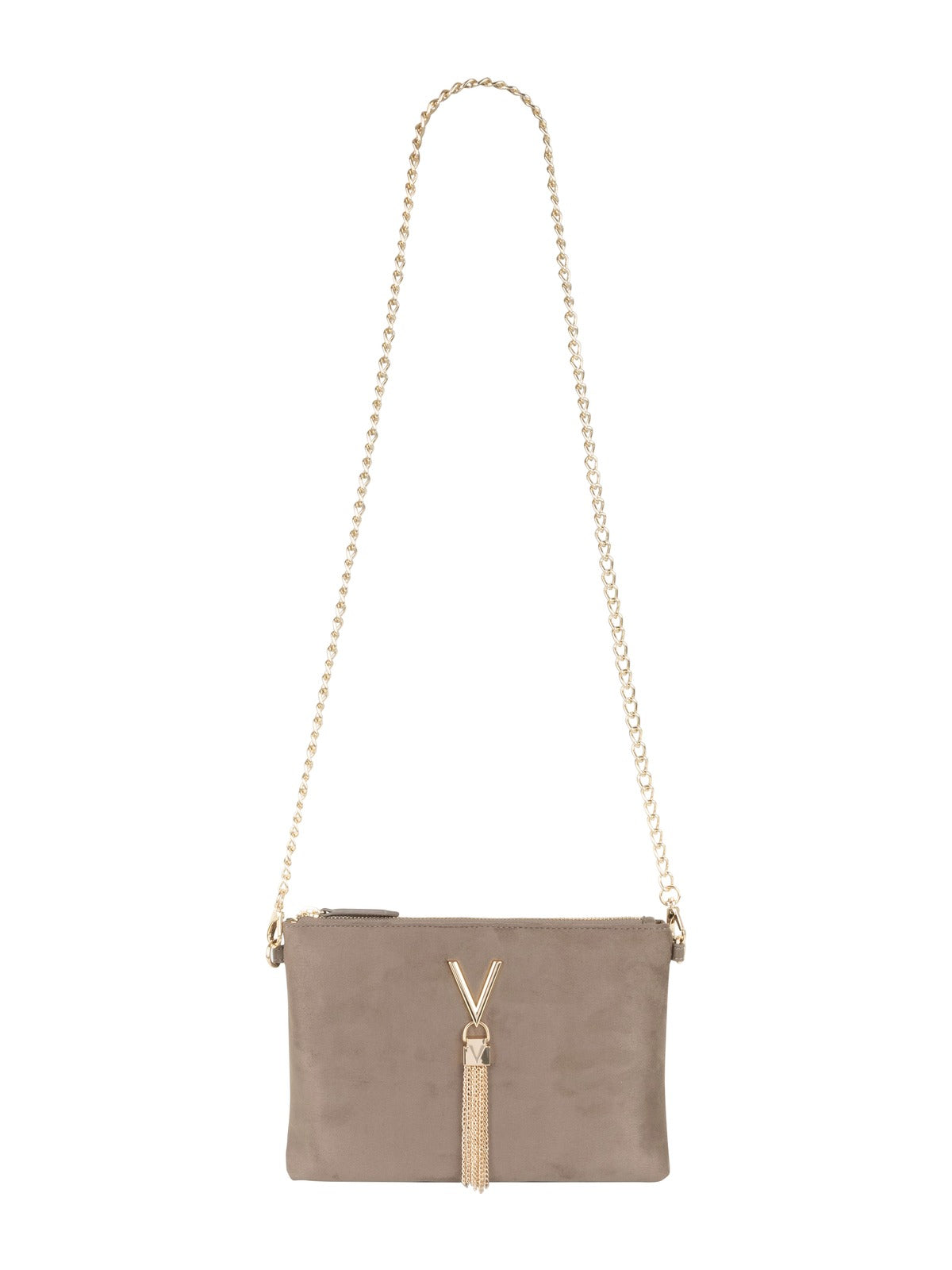 Women's Valentino Divina Winter Pochette Faux Suede Bag In Taupe