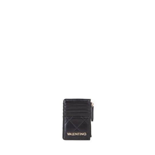 Women's Valentino Bags Black Quilted Credit Card Wallet