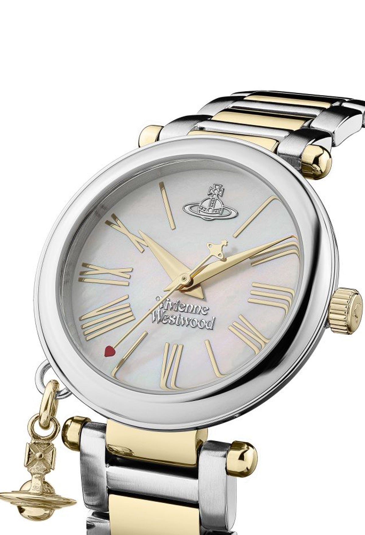 The Vivienne Westwood Ladies Mother Orb Watch Stainless Steel GP, a two-tone silver and gold watch from Vivienne Westwood, OD’s Jewellers in St Helens