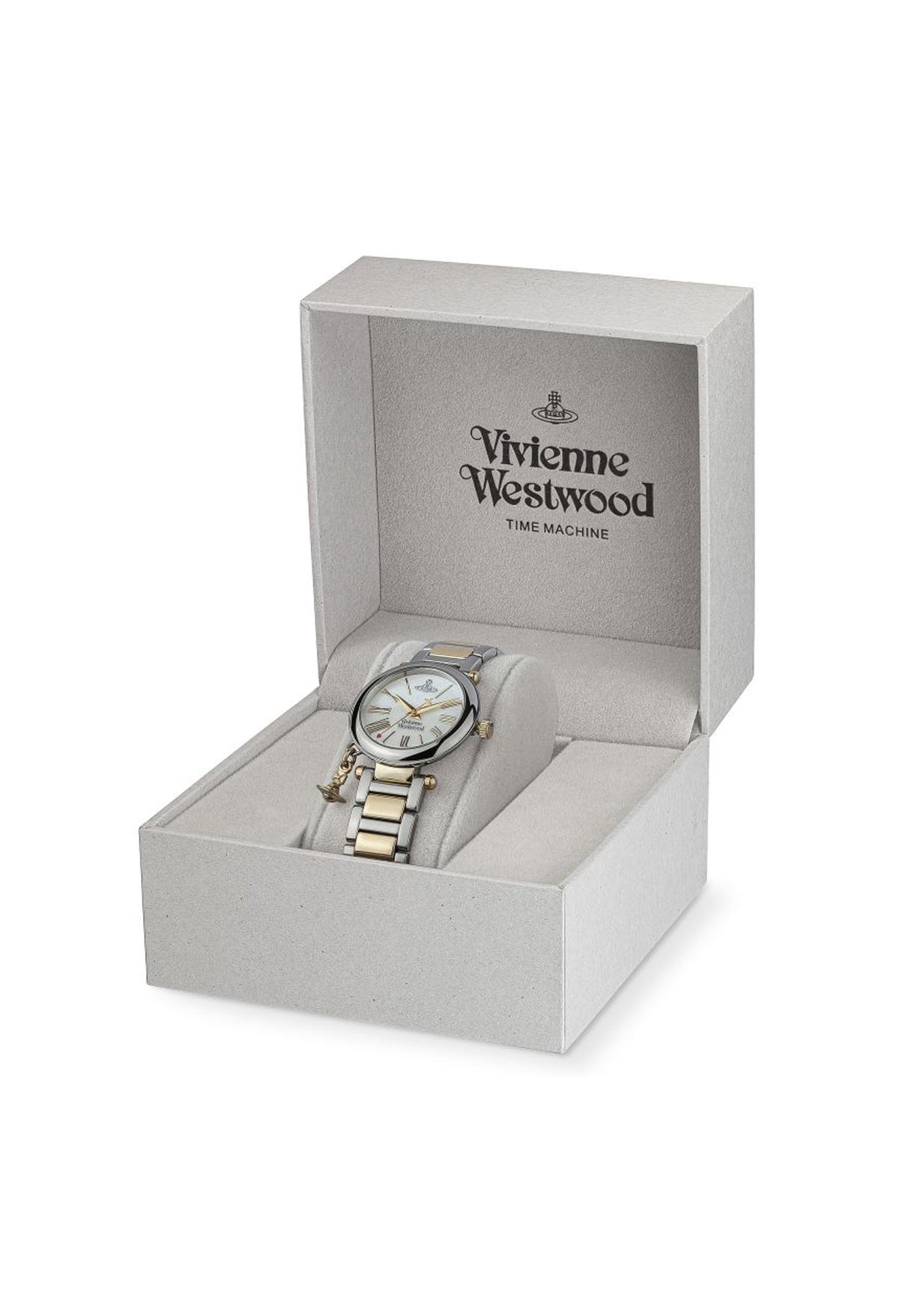 Vivienne Westwood Ladies Mother Orb Watch, stainless steel two-tone, from Vivienne Westwood, available at OD’s Jewellers in St Helens.