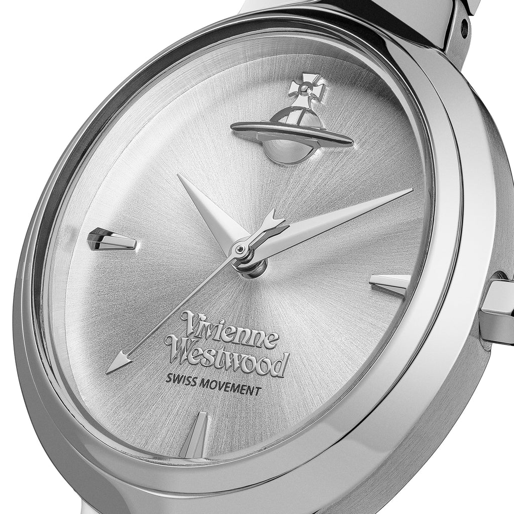 The Vivienne Westwood Ladies Armour watch, a silver stainless steel bracelet watch from Vivienne Westwood, available at OD’s Jewellers in St Helens